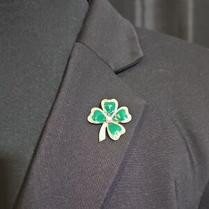 Nina Ricci Green and Gold Clover Brooch